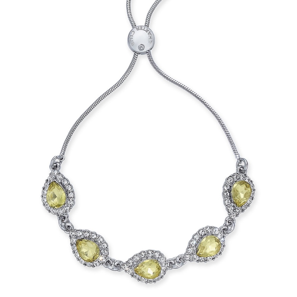 Peridot Rhinestone Birthstone Silver Bracelet NWT - Picture 2 of 2